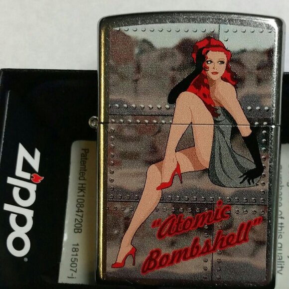 Zippo Lighter Girl Pin Up Atomic Bombshell Redhead New In Box Limited Edition - Picture 3 of 7